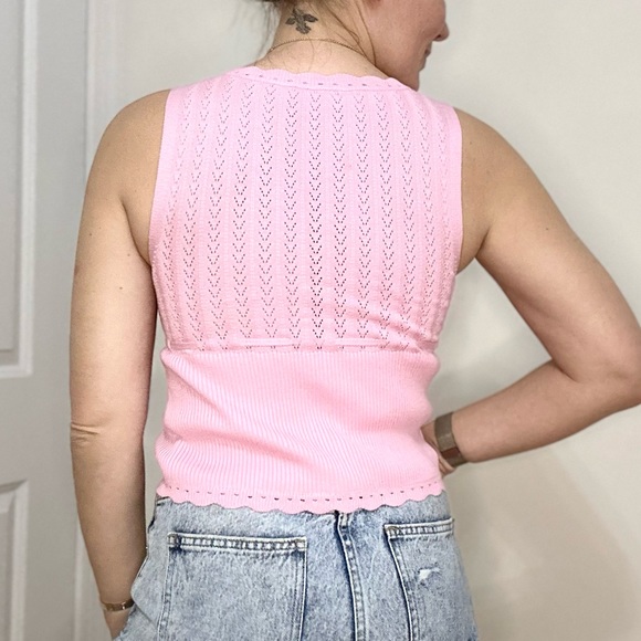 Victorian Pointelle Knit Tank Top - Picture 4 of 4